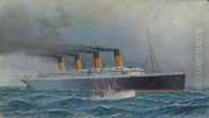 The R.m.s. Olympic Outward Bound From New York Having Dropped The Pilot