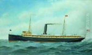 The Steamship 'manhattan' by Antonio Nicolo Gasparo Jacobsen