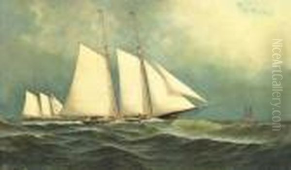 A Breezy Day Outside, Estelle Leading Resolute To Sandy Hooklightship - view 1