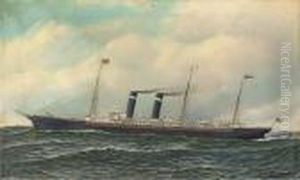 The American Liner Philadelphia At Sea by Antonio Nicolo Gasparo Jacobsen