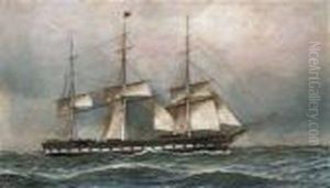 The James Foster Jr Under Reduced Sail At Sea by Antonio Nicolo Gasparo Jacobsen