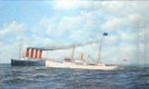 The Lusitania Met By The Pilot Boat New York by Antonio Nicolo Gasparo Jacobsen