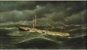 American Ship "l. Schepp" In A Typhoon Off Bellona Reef, New Caledonia American Ship "l. Schepp" In A Typhoon Off Bellona Reef, New Caledonia