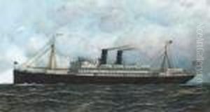 The Steamship Brazos At Sea by Antonio Nicolo Gasparo Jacobsen