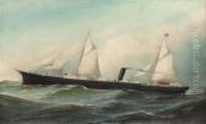 The Steamship Knickerbocker At Sea by Antonio Nicolo Gasparo Jacobsen