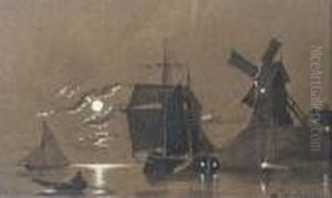 Sailing On Moonlite Waters by Antonio Nicolo Gasparo Jacobsen