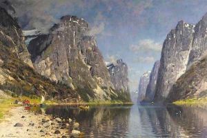 Boats in a Fjord (Båter på fjorden) by Adelsteen Normann