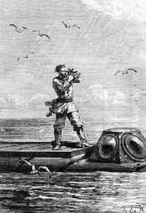 Captain Nemo on top of the Nautilus by Alphonse Marie de Neuville