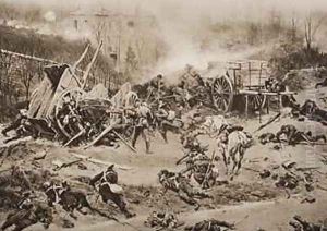 The Battle of Champigny 30th November 1870 illustration from The Outline of History by HG Wells Volume II by Alphonse Marie de Neuville
