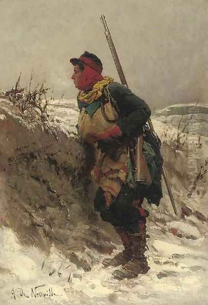 A French rifleman in the snow - view 1