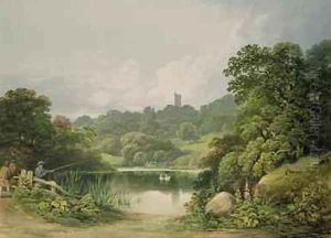 View towards King Alfreds Tower Stourhead by Francis Nicholson