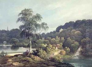 View of Stourhead Wiltshire late 18th century by Francis Nicholson