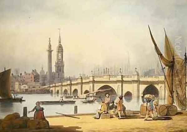 London Bridge and the Monument 1795 - view 1