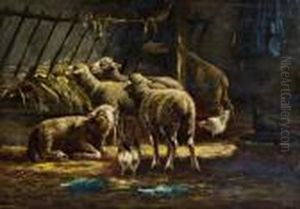 Schafe Im Stall by Charles Emile Jacque