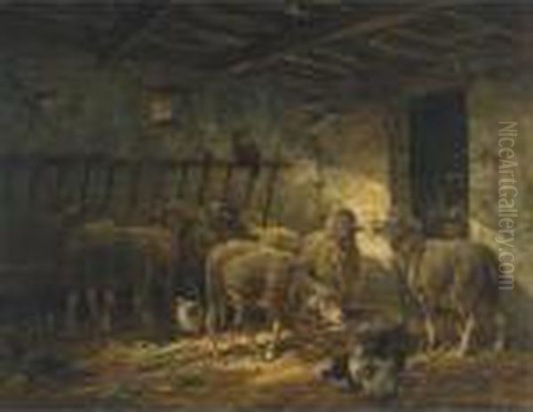 Sheep In A Barn - view 1