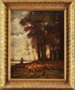 Berger Et Son Troupeau by Charles Emile Jacque