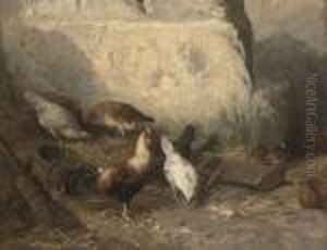 Coqs Et Poulets by Charles Emile Jacque