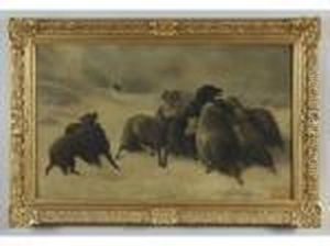 Depicting A Flock Of Sheep In A Snow Storm Depicting A Flock Of Sheep In A Snow Storm