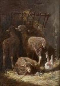 Moutons Et Poules by Charles Emile Jacque