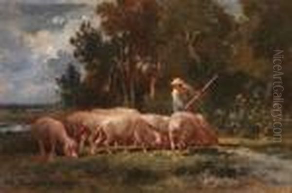 Le Porcher Et Son Troupeau, Pres De Latruffiere - view 1