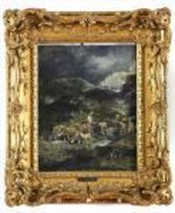 Shepherd And Sheep by Charles Emile Jacque