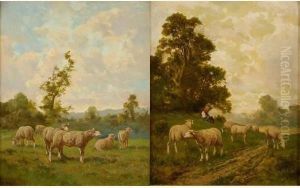 Berger Et Ses Moutons Moutons by Charles Emile Jacque
