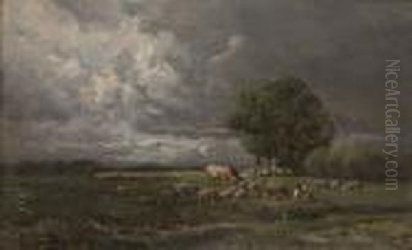 Shepherds Grazing Their Flock - view 1