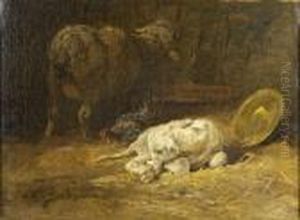 Les Animaux Dans L'etable by Charles Emile Jacque