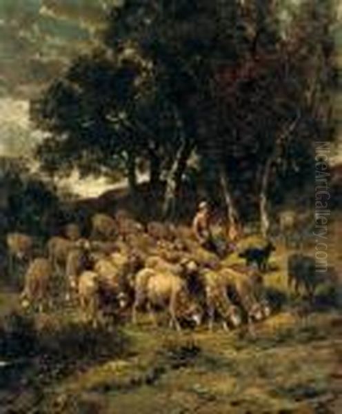 A Shepherdess And Her Flock - view 1