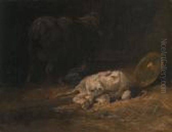 L'agneau Et La Brebis A L'etable - view 1