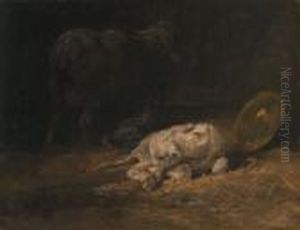 L'agneau Et La Brebis A L'etable L'agneau Et La Brebis A L'etable