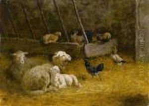 Poules Dans La Bergerie by Charles Emile Jacque