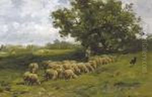 A Shepherd And His Flock by Charles Emile Jacque