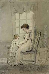 Portrait of Mrs Nixon with her Child New King Street Bath 1800 by John Nixon