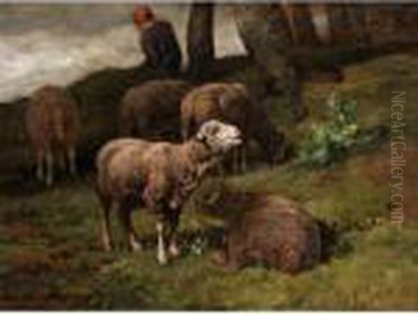 Shepherdess With Her Flock - view 1