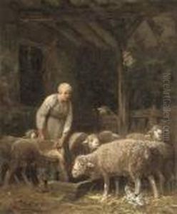 Feeding Time by Charles Emile Jacque