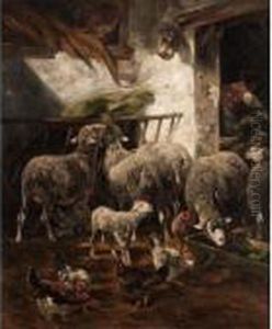 In The Barn by Charles Emile Jacque