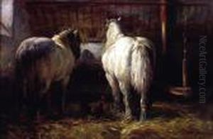 Chevaux A L'ecurie by Charles Emile Jacque