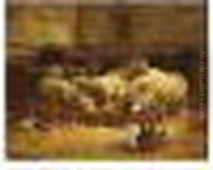 Sheep In A Barn by Charles Emile Jacque
