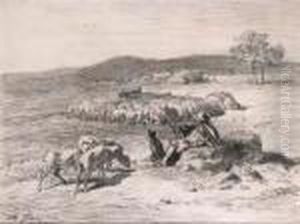 A Shepherd And His Flock
Signed 'ch. Jacque' (lower Left) by Charles Emile Jacque