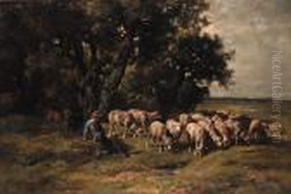 A Shepherd With His Flock - view 1