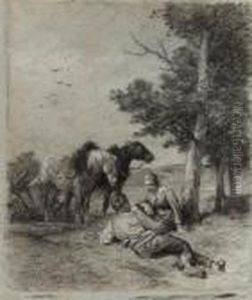 A Rest In The Fields by Charles Emile Jacque