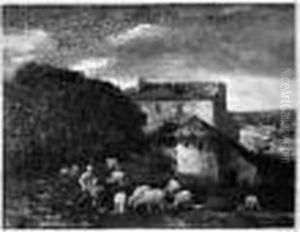 Jeune Paysanne Faisant Paitre Ses Moutons by Charles Emile Jacque