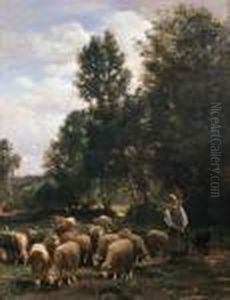 Tending The Flock by Charles Emile Jacque