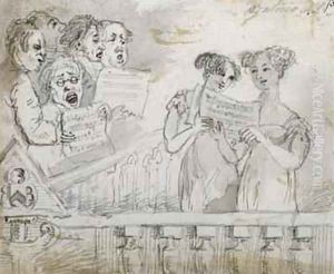 Oratorio performance at the Drury Lane Theatre part one of a triptych 1814 by John Nixon