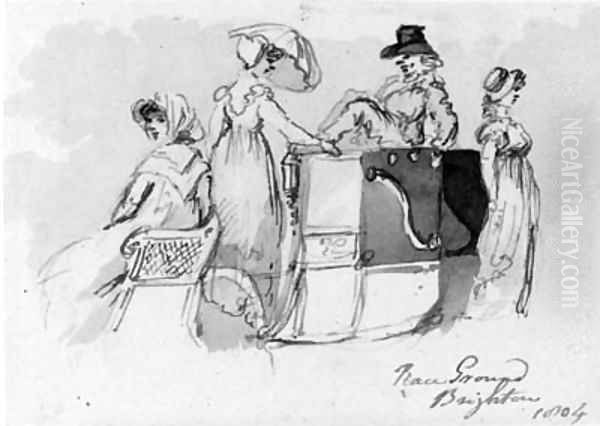 Spectators in a carriage at Brighton Races, Sussex by John Nixon