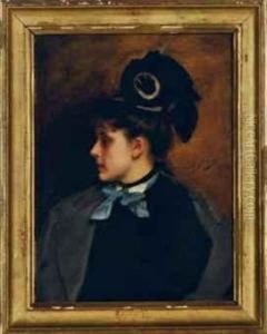 Portrait Of A Beauty With A Blue Ribbon