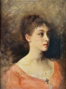 Portrait De Femme A La Robe Rouge