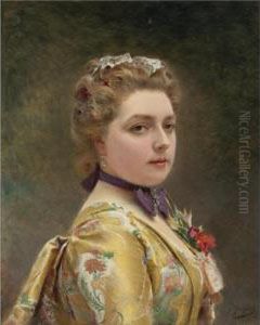 Portrait Of A Lady by Jacquet Gustave