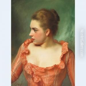 Elegant Lady Glancing Left by Jacquet Gustave